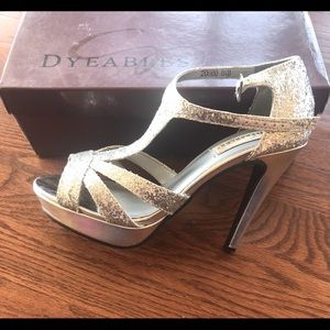Silver glitter heels